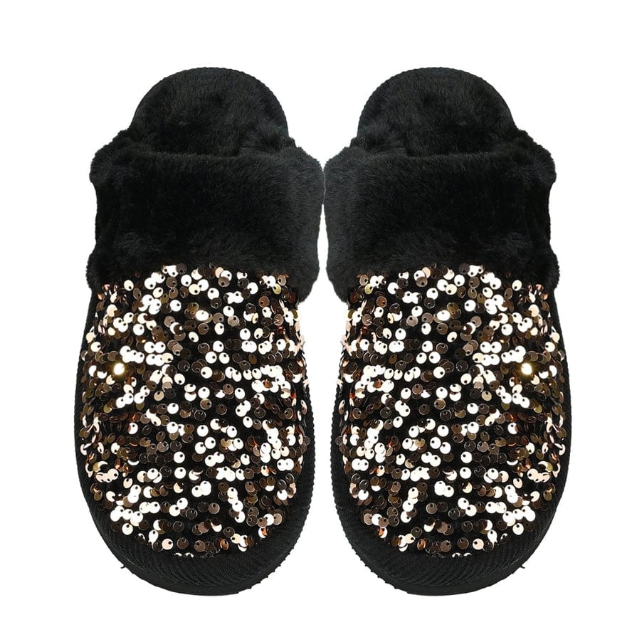 C.C Beanie C.C Beanie Sequin Faux Fur C.C Slippers in Gold - Little Miss Muffin Children & Home