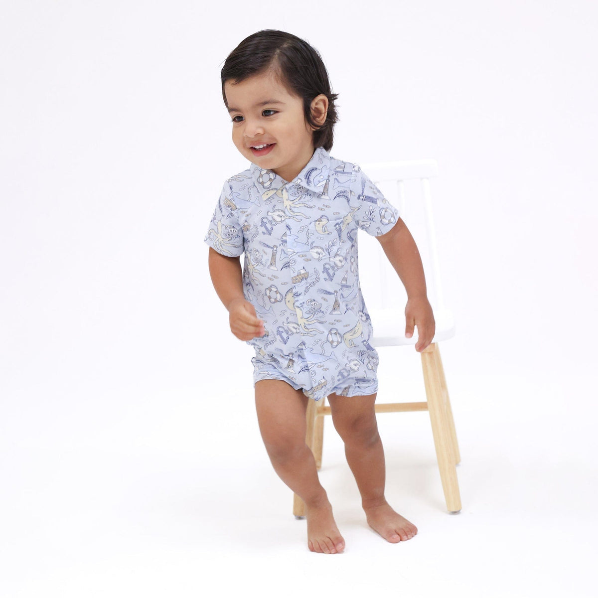 Angel Dear Angel Dear Nautical Notebook Button Down Polo Shortie - Little Miss Muffin Children & Home