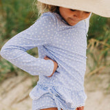Sugar Bee Clothing Sugar Bee Clothing Blue Dots Rashguard Tankini - Little Miss Muffin Children & Home