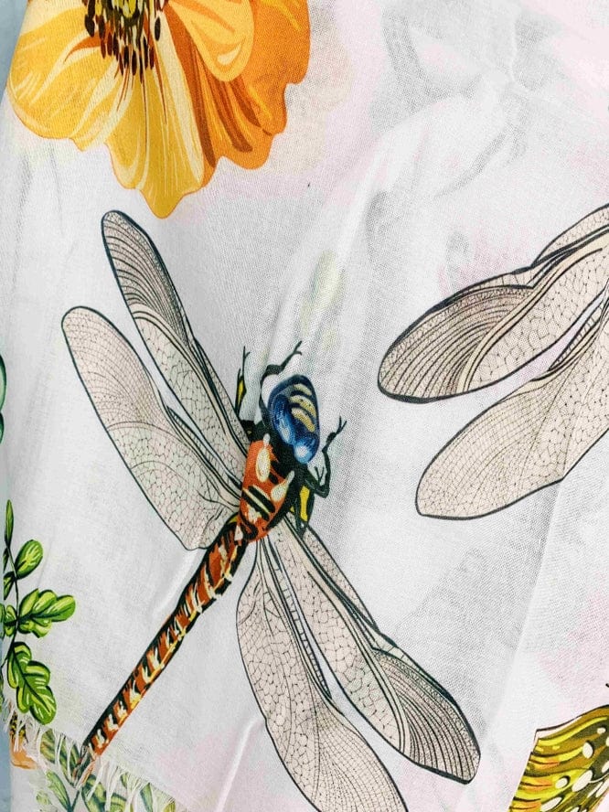 JC Sunny Fashion JC Sunny White-Multi Dragonfly & Floral Scarf/Shawl - Little Miss Muffin Children & Home