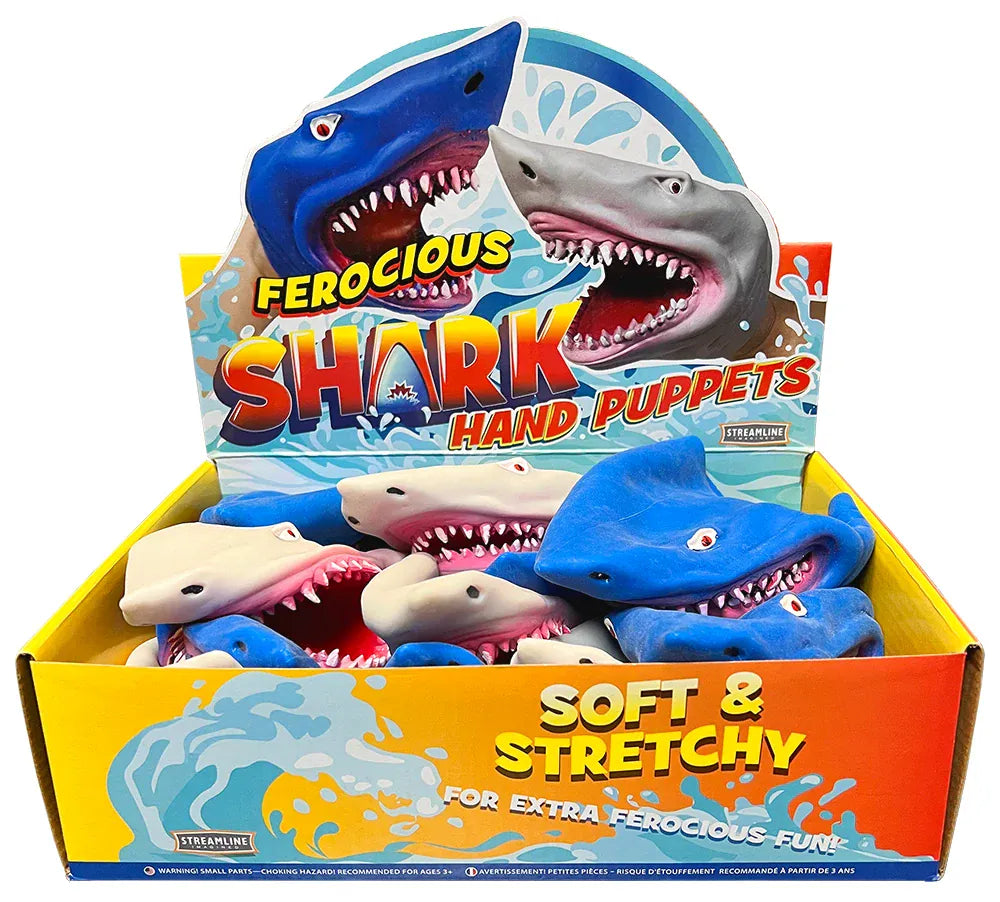 Ferocious Shark Hand Puppets, 2 Styles Available