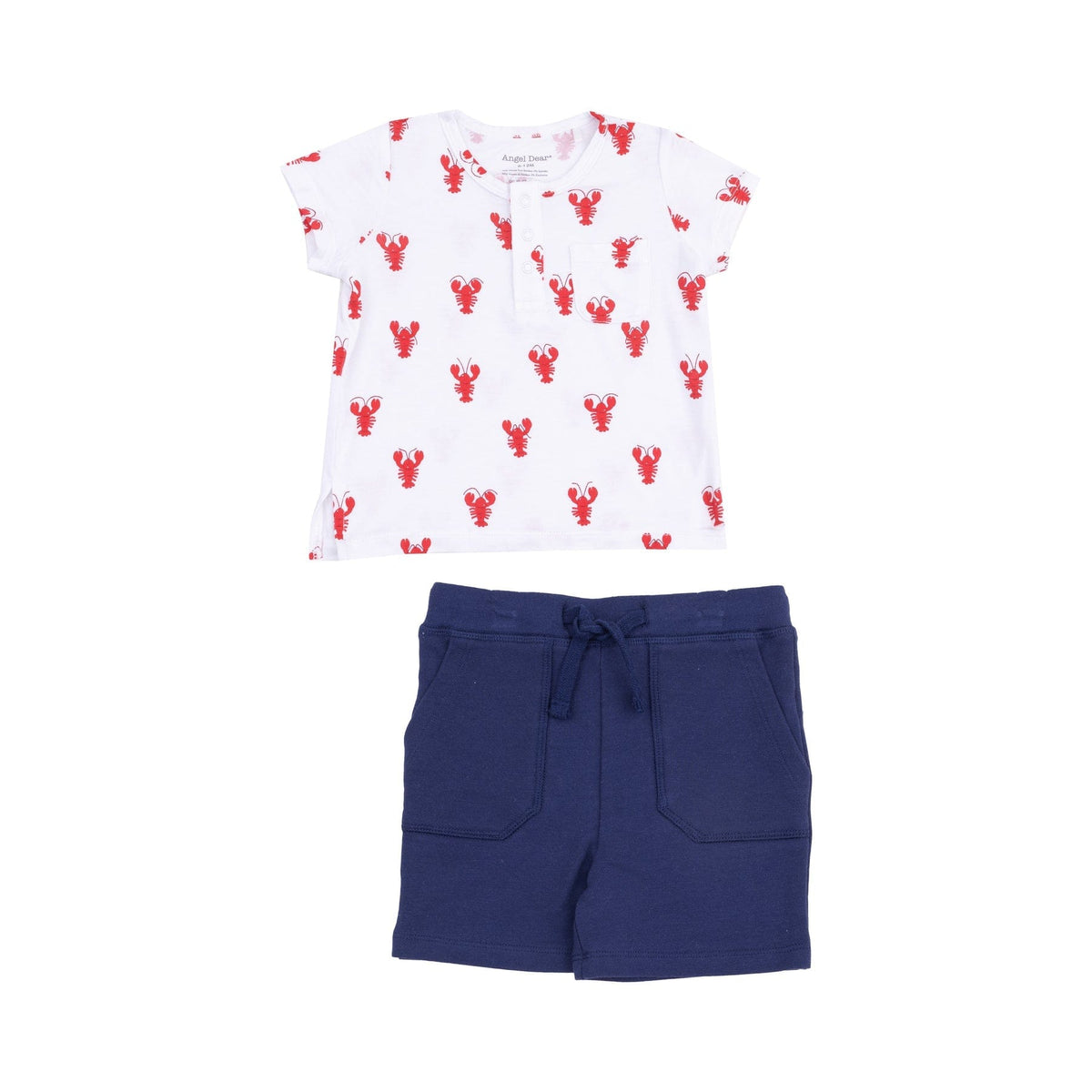 Angel Dear Angel Dear Lobster Bamboo Pocket Henley And French Terry Short - Little Miss Muffin Children & Home