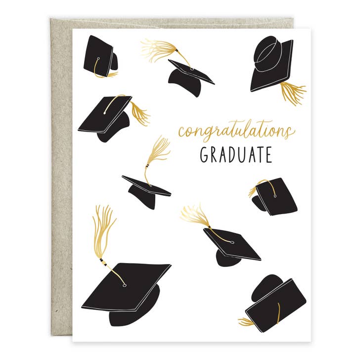 Floating Grad Hats Graduation Greeting Card