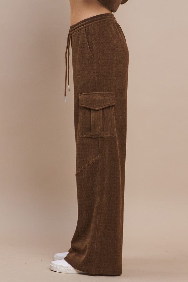 Yelete Yelete Corduroy Wide Leg Cargo Pants in Brown - Little Miss Muffin Children & Home