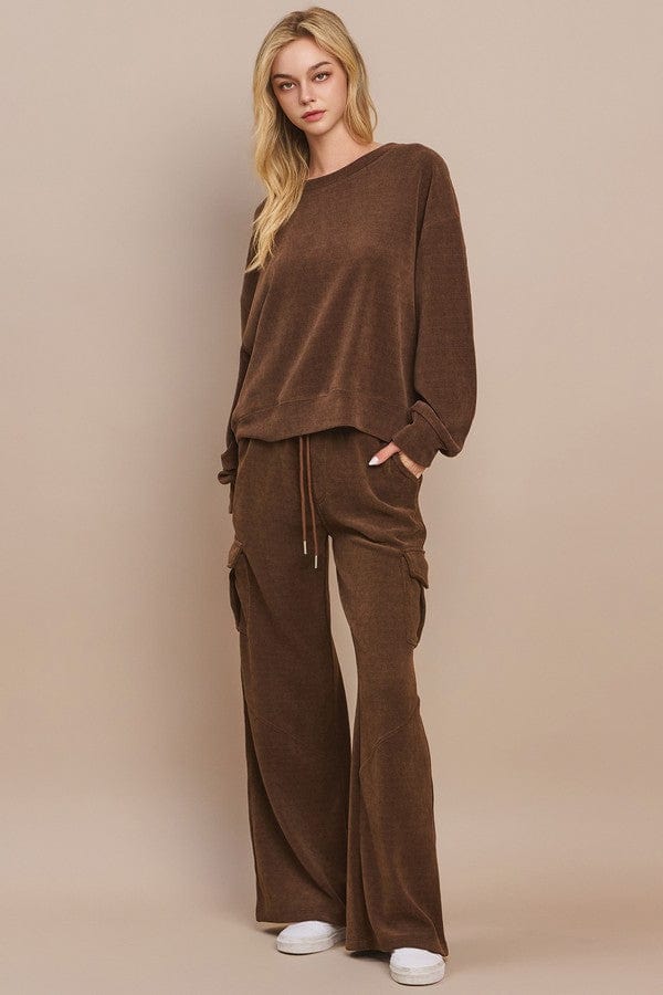 Yelete Yelete Corduroy Wide Leg Cargo Pants in Brown - Little Miss Muffin Children & Home