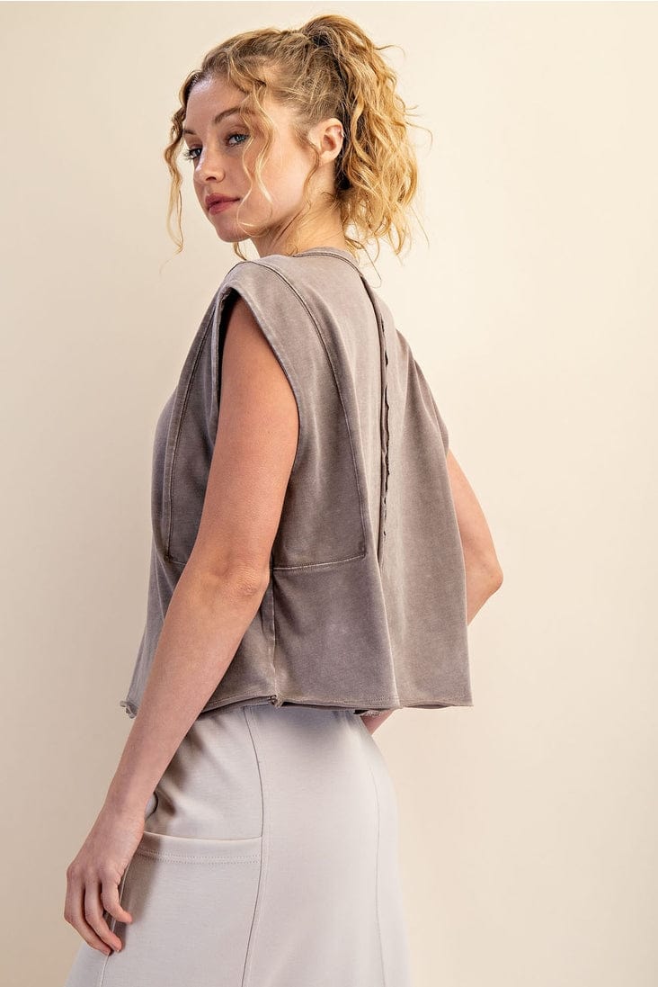 Rae Mode Mineral Washed Cropped Sleeveless Top - Little Miss Muffin Children & Home