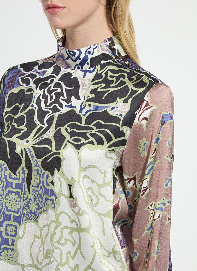 Seraphina Mock Neck Blouse in Antique Garden