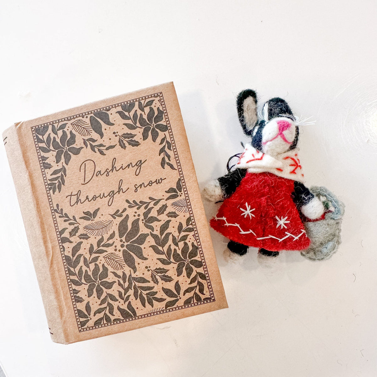 Creative Co-op Handmade Wool Felt Bunny 4" Ornament In Book Shaped Box, 4 Styles - Little Miss Muffin Children & Home