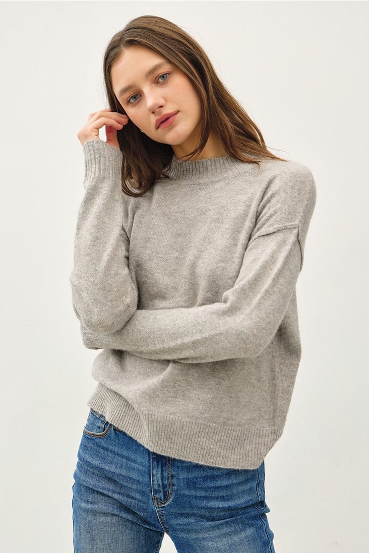 Be Cool Be Cool Cozy Drop Shoulder Sweater with Rib Detail in Mocha - Little Miss Muffin Children & Home