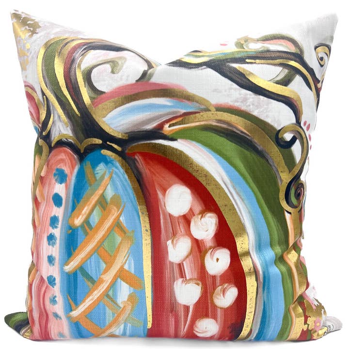 Golden Whimsical Pumpkin Velvet Pillow