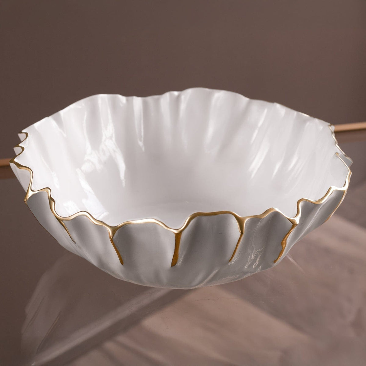 Beatriz Ball Beatriz Ball Thanni Mystic Medium Round Bowl, White & Gold - Little Miss Muffin Children & Home