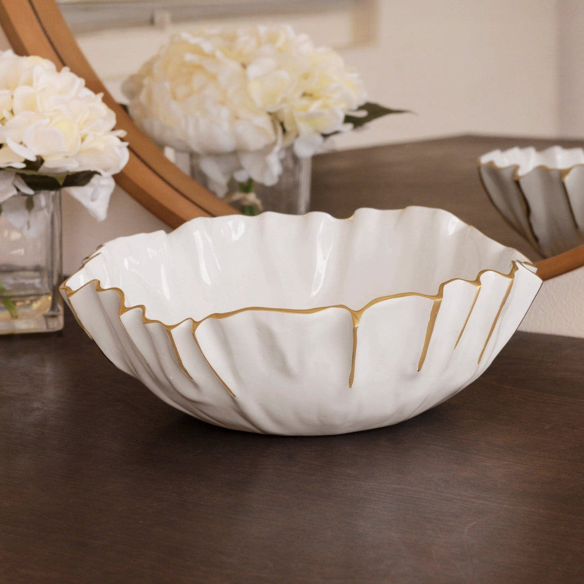 Beatriz Ball Beatriz Ball Thanni Mystic Medium Round Bowl, White & Gold - Little Miss Muffin Children & Home