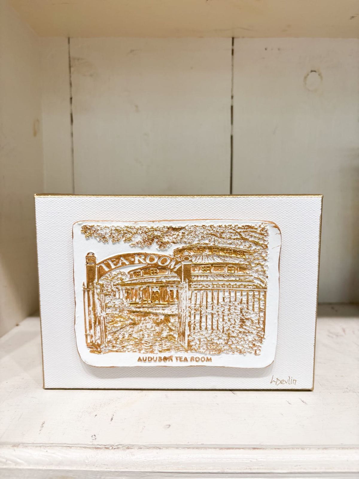 Auburn Tea Room Clay Artwork on Canvas | New Orleans Wall Art by Lisa Devlin