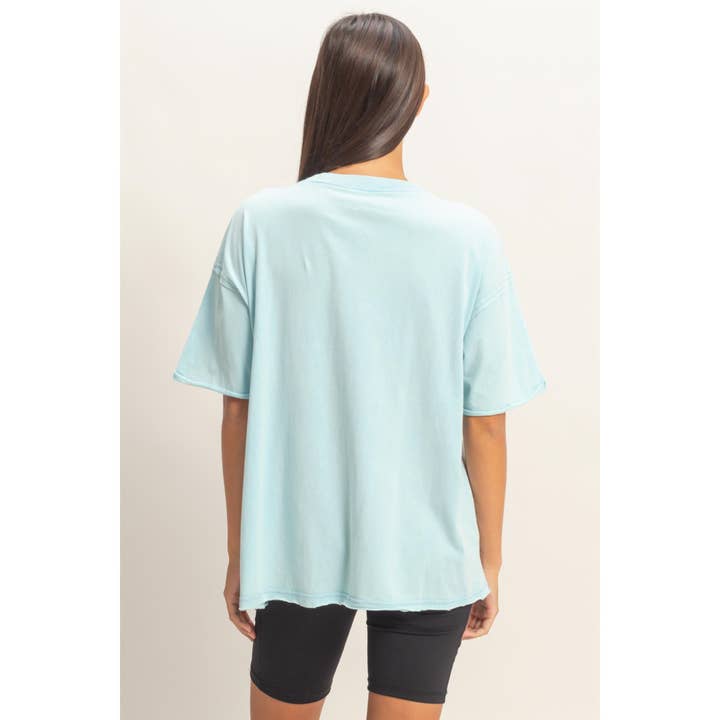 Double Zero Boxy Crew Neck T-Shirt in Blue - Little Miss Muffin Children & Home