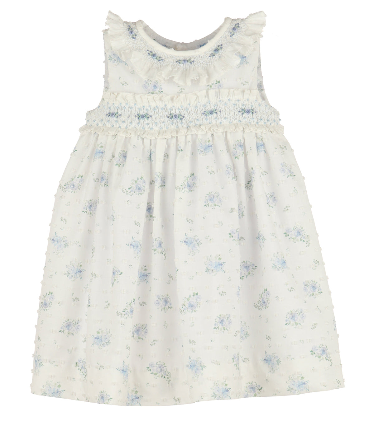 Casero & Associates Casero & Associates Swiss Floral Smock Dress, Blue - Little Miss Muffin Children & Home