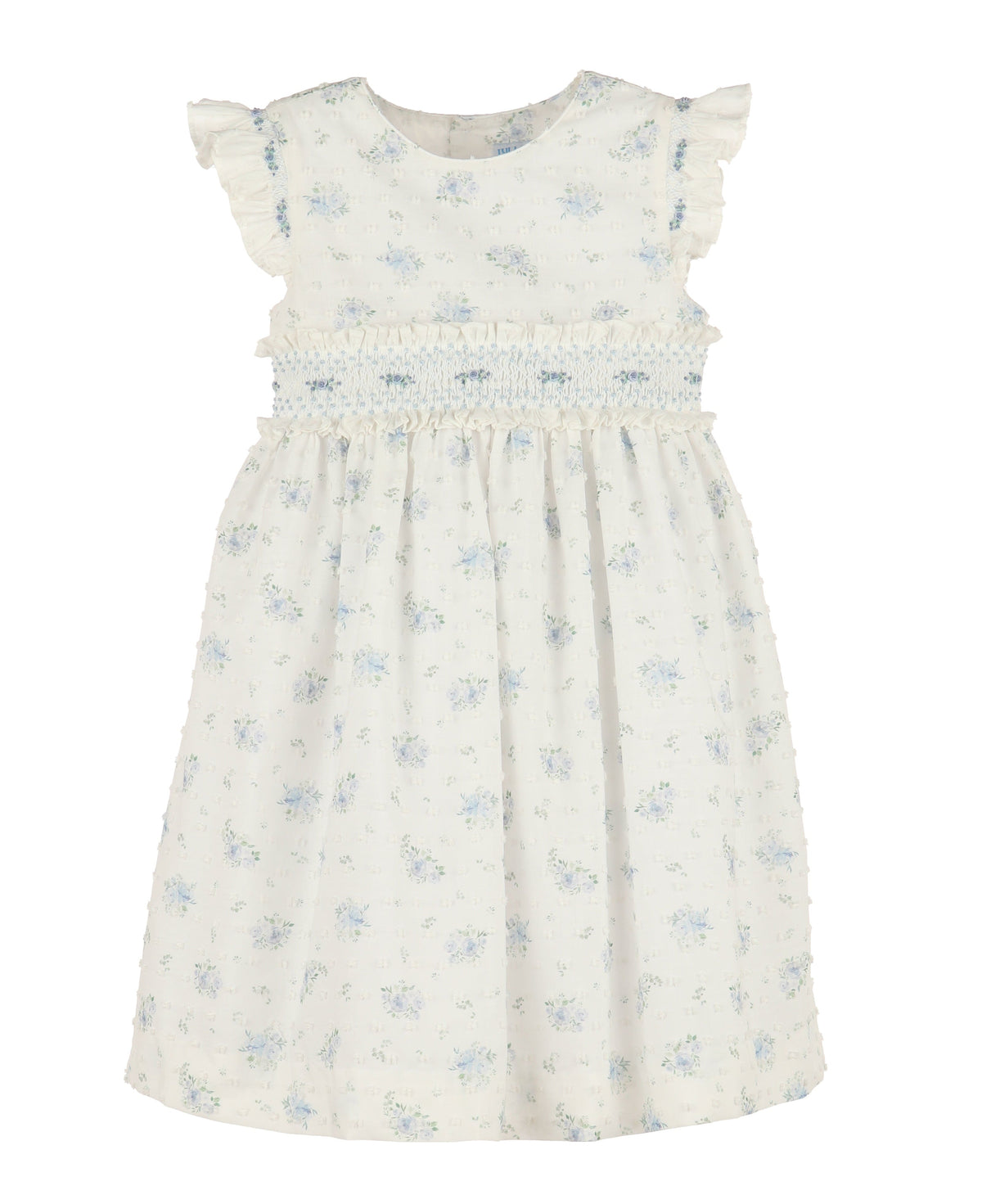 Casero & Associates Casero & Associates Swiss Floral Flutter Dress, Blue - Little Miss Muffin Children & Home