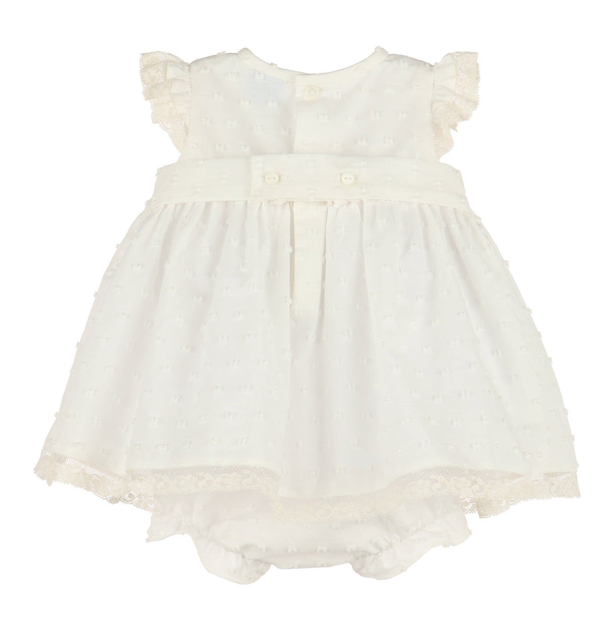 Casero & Associates Casero & Associates Swiss Floral Lace Dress, White - Little Miss Muffin Children & Home