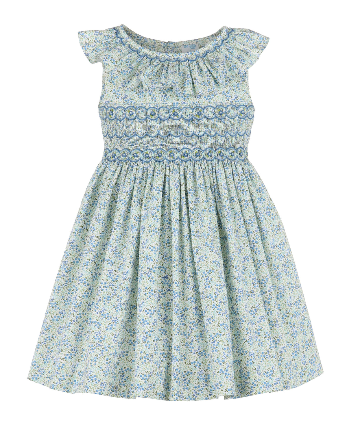 Casero & Associates Casero & Associates Tiny Floral Smock Dress, Blue - Little Miss Muffin Children & Home
