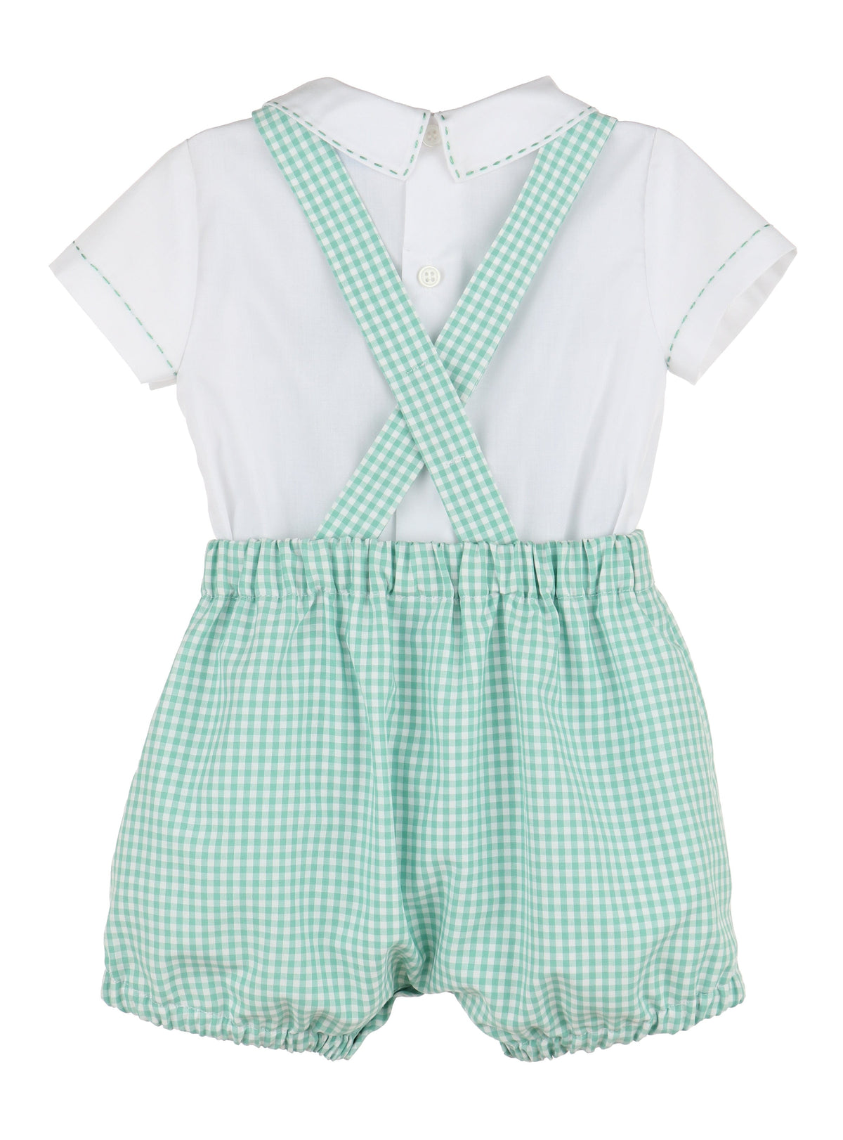 Casero & Associates Casero & Associates Check Pocket Boy Romper Set, Green - Little Miss Muffin Children & Home