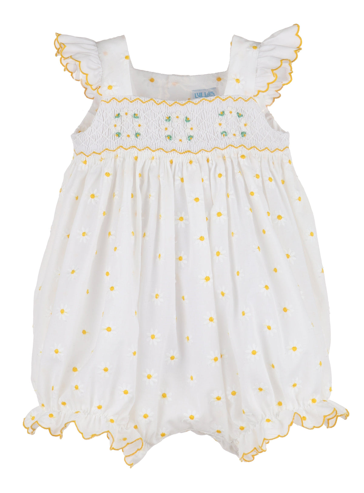 Casero & Associates Casero & Associates Daisies Smock Bubble, Yellow - Little Miss Muffin Children & Home