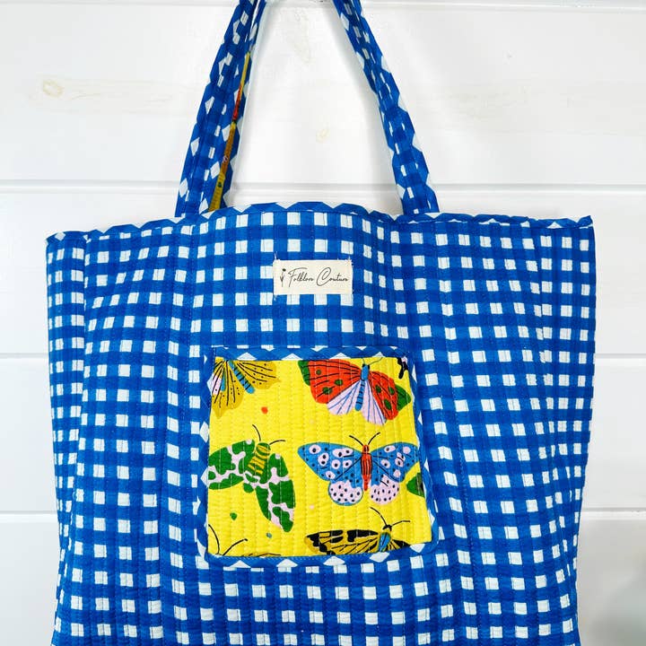 Folklore Couture Yellow Butterfly Print Large Quilted Travel Tote Bag - Little Miss Muffin Children & Home