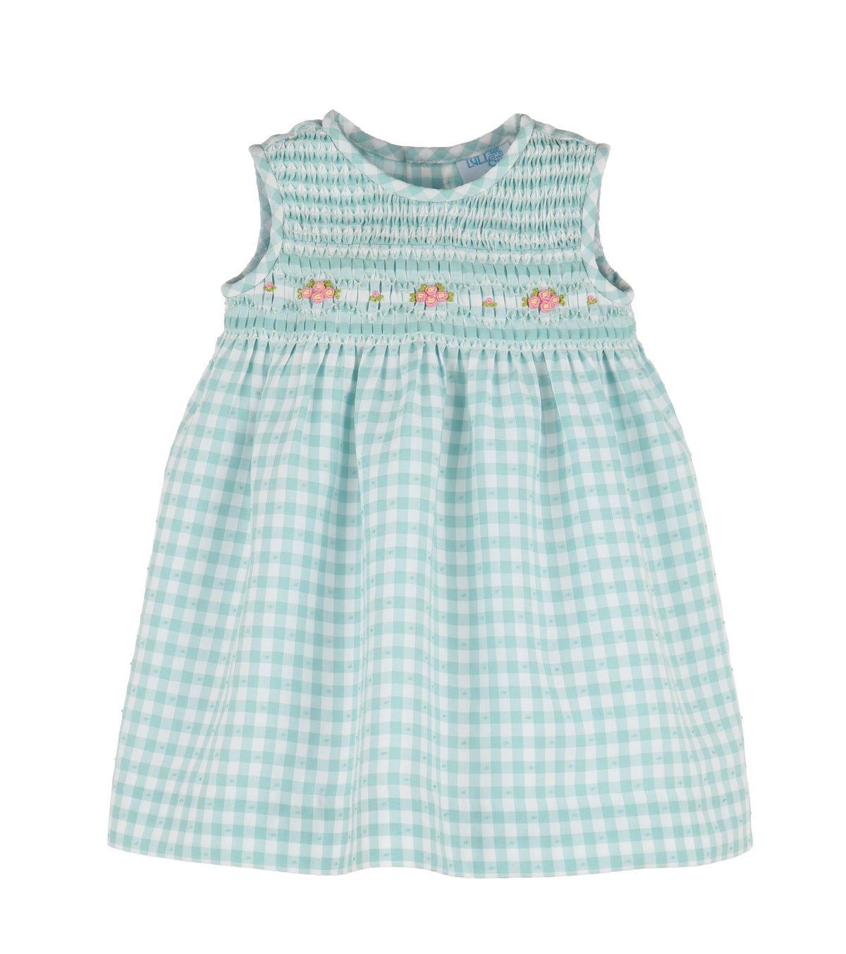 Casero & Associates Casero & Associates Gingham Swiss Dress, Turquoise - Little Miss Muffin Children & Home