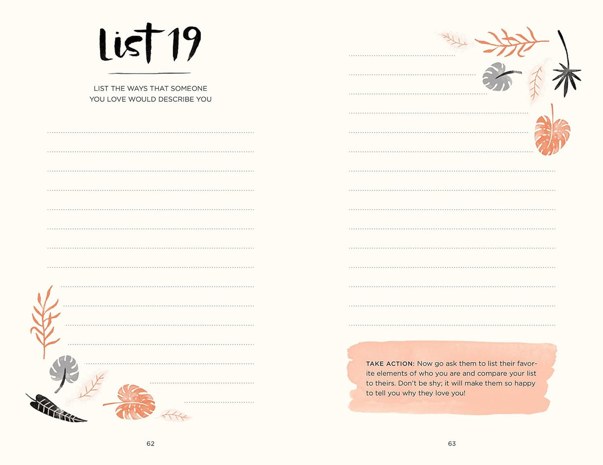 52 Lists for Happiness Journal (Guided Self-Love Journal)