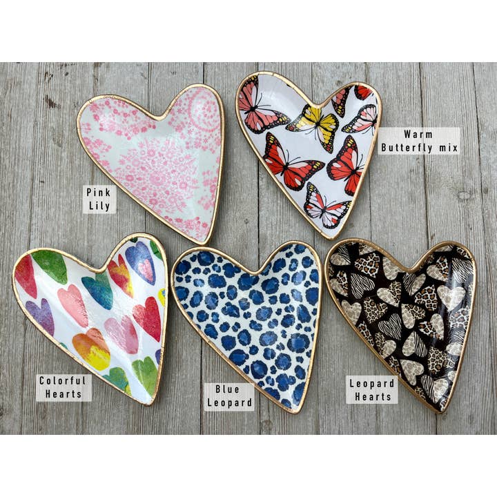 Ten Twenty Six Designs Ten Twenty Six Designs Decoupage Ceramic Heart Dish, Blue Leopard - Little Miss Muffin Children & Home