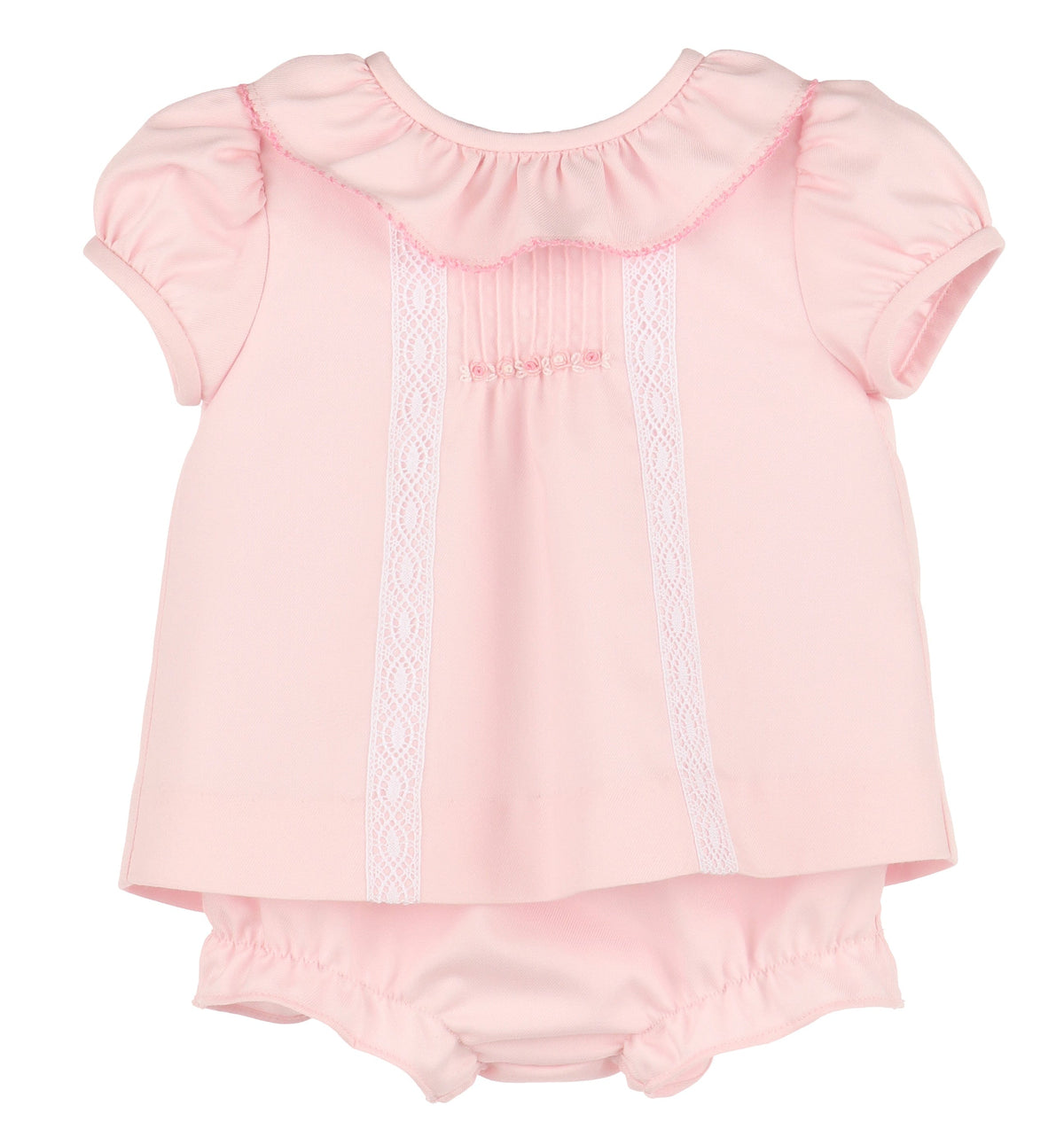 Casero & Associates Pintucks Lace Bishop, Pink - Little Miss Muffin Children & Home