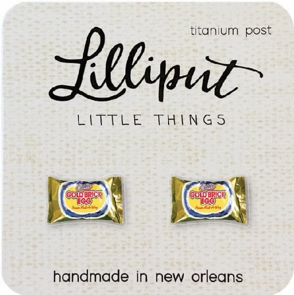 Lilliput Little Things Lilliput Little Things Elmer's Gold Brick Egg Earrings - Little Miss Muffin Children & Home