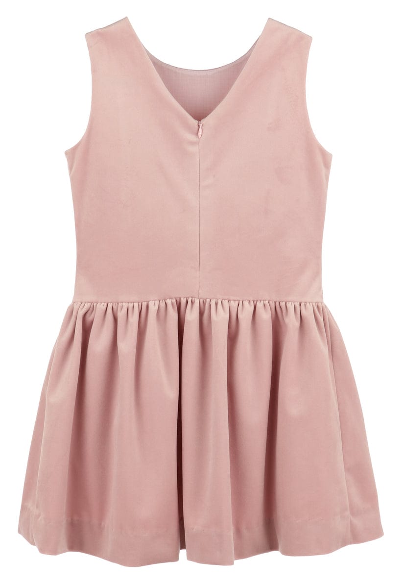 girls pink velvet v back dress