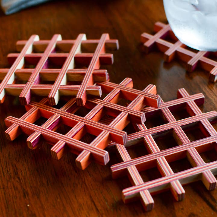 red wooder drink coaster