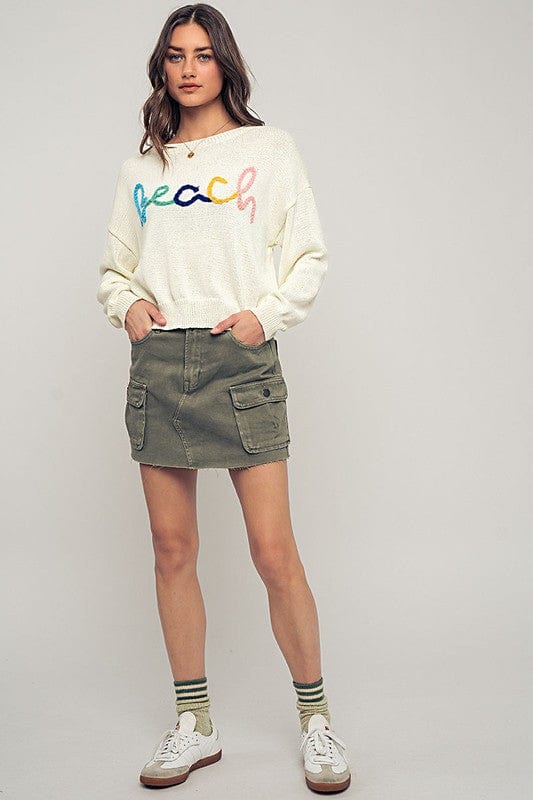 Urban Daizy Urban Daizy Beach Embroidered Crochet Knit Sweater in Ivory - Little Miss Muffin Children & Home