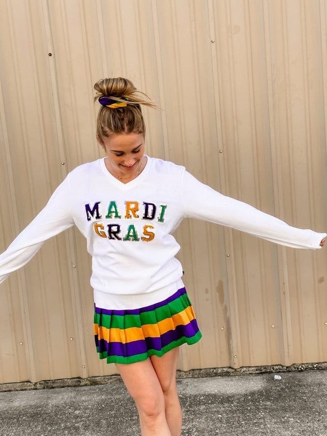 Mardi Gras Creations Mardi Gras Creations Sequin V-Neck Mardi Gras Sweater - Little Miss Muffin Children & Home