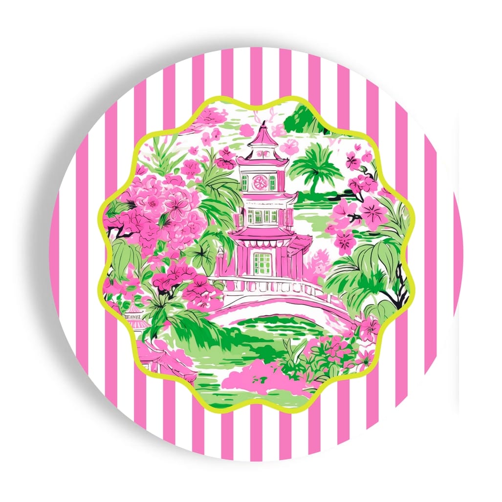 Chinoiserie Stripes 9" Salad/Luncheon Paper Plates (24 ct)