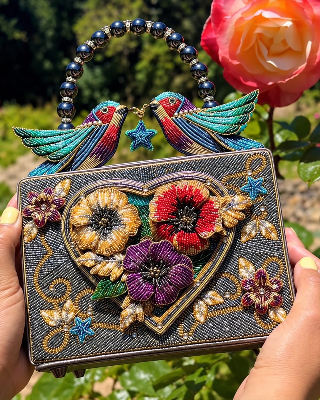 Fluttering Heart top handle handbag by Mary Frances Accessories