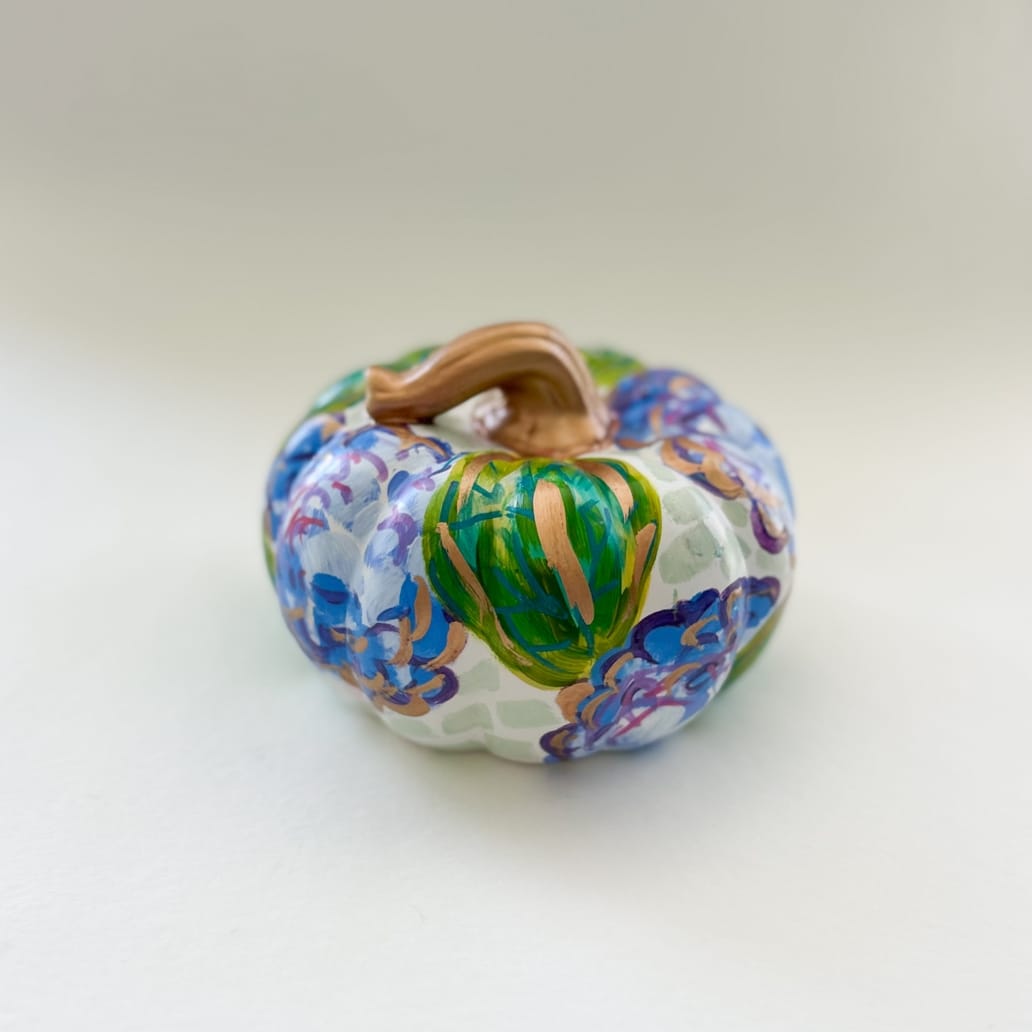 Blue Hydrangea Floral Pumpkin