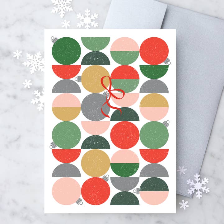 Gold & Silver Mid-Century Modern Holiday Ornaments Greeting Card