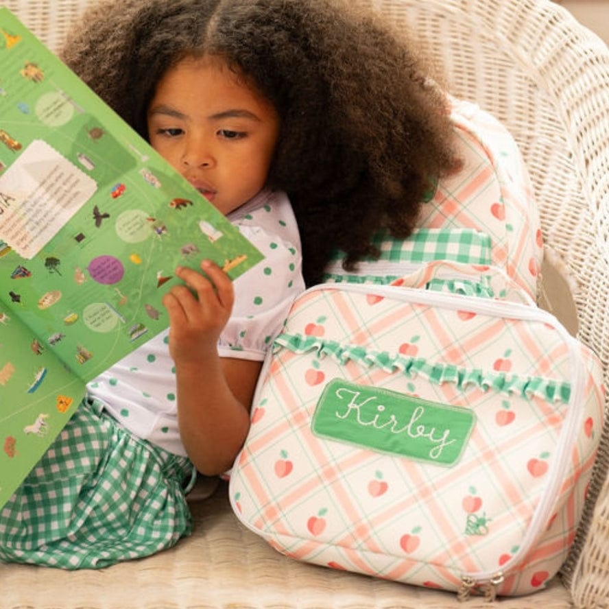 Sugar Bee Clothing Sugar Bee Clothing Lunch Bag - Peaches Plaid - Little Miss Muffin Children & Home