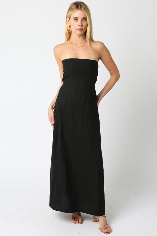 Irise Linen Maxi Dress in Black