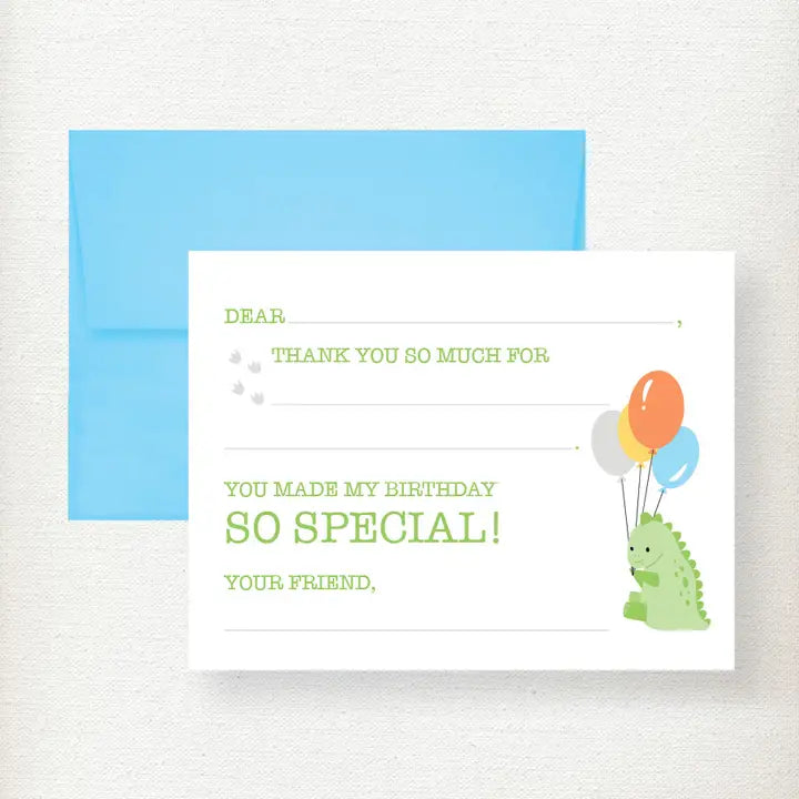 Kids Dino Fill in Thank You Note Card