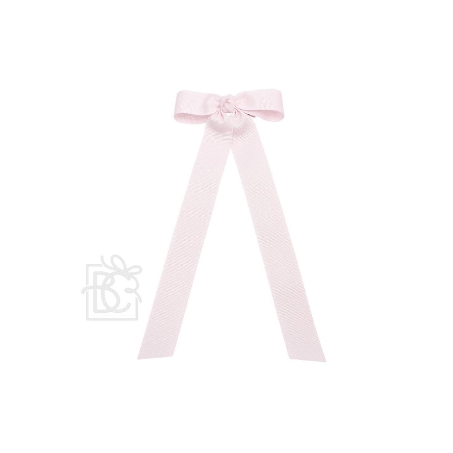 Beyond Creations 3.5" Flat Bow with 7" Streamers on Alligator Clip in Powder Pink - Little Miss Muffin Children & Home