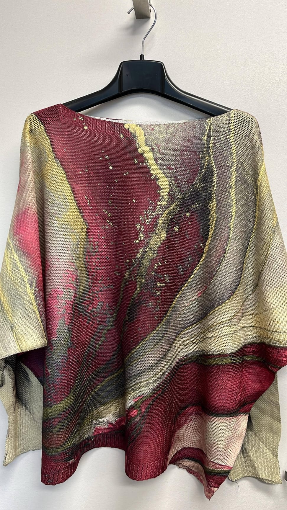 Tie-Dye Burgundy Print Round Neck Long Sleeve Sweater