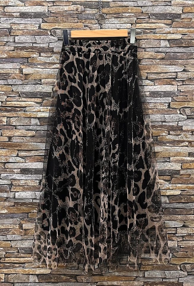 Black Leopard Print Ariana Skirt