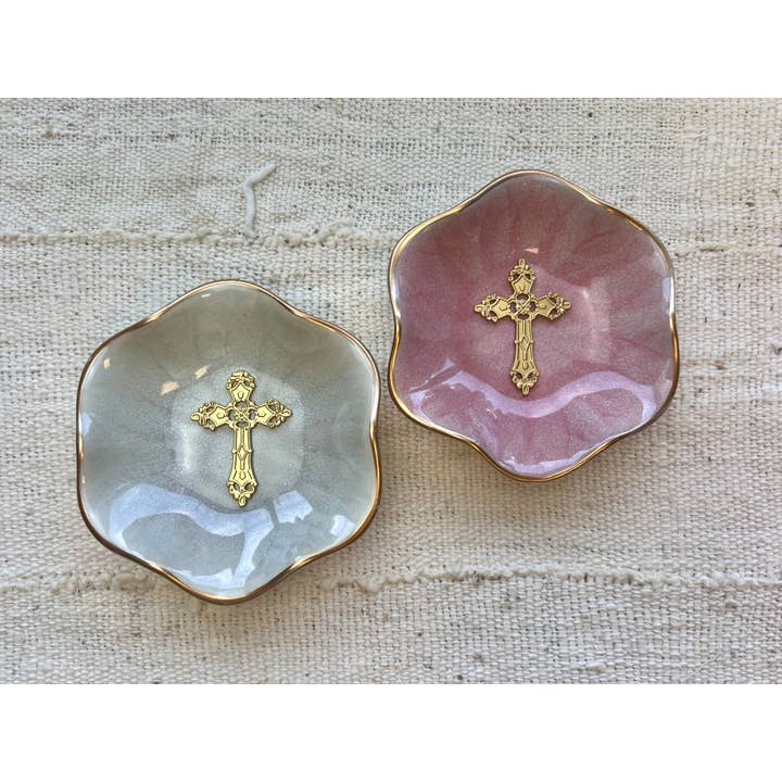 Ten Twenty Six Designs Ten Twenty Six Designs Lotus Flower Cross Jewelry Dish - Little Miss Muffin Children & Home