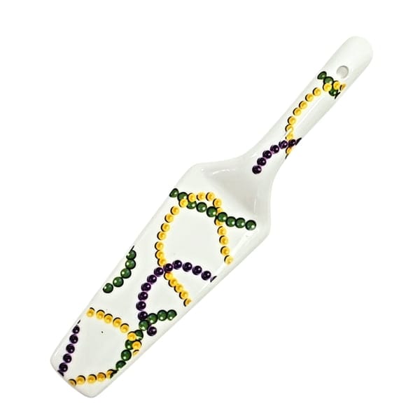 Mardi Gras Bead Ceramic Cake Server
