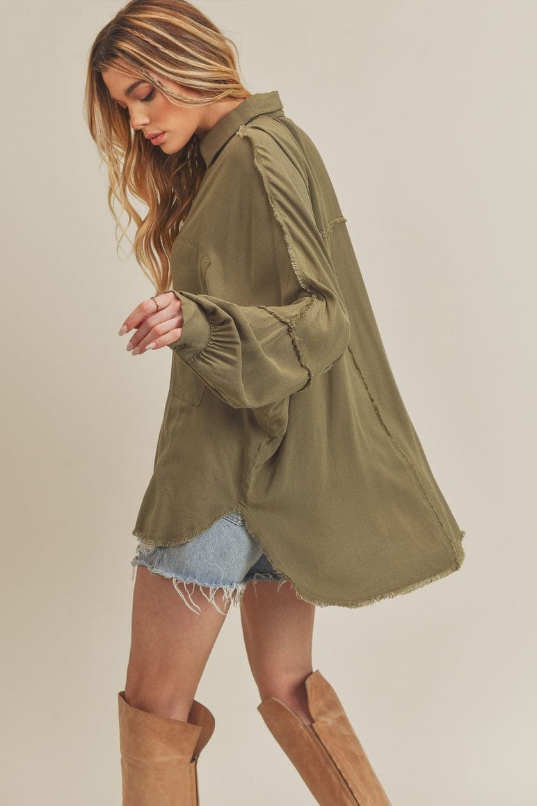 Aemi + Co Aemi + Co Delilah Blouse in Olive - Little Miss Muffin Children & Home