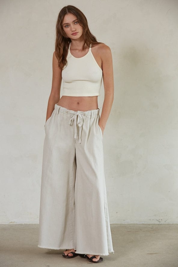 By Together Raw Edge Wide Leg Denim Drawstring Pants - Little Miss Muffin Children & Home