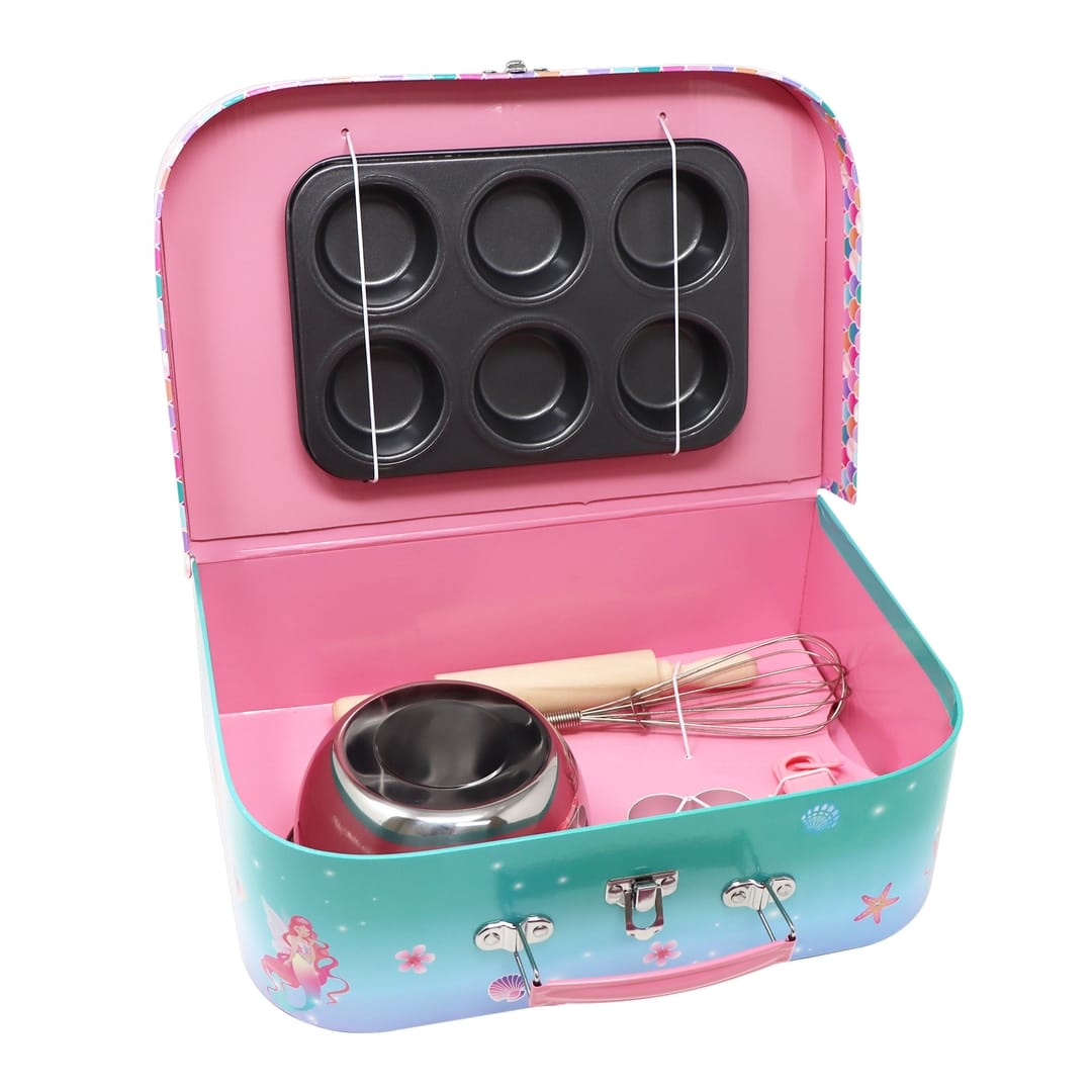 Pink Poppy Shimmering Mermaid 6 Piece Kids Baking Set & Carry Case