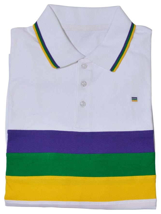 Mardi Gras Creations Mardi Gras Creations White Chest Stripe Adult Short Sleeve - Little Miss Muffin Children & Home